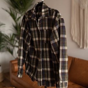 Vici- Jayce Cotton Distressed Plaid Button Down Top